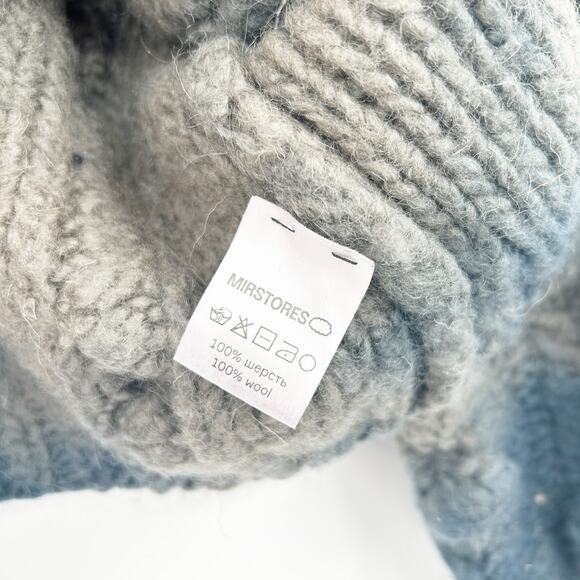 Mirstores Women Cozy Chunky Hand Knit Pom Pom Knot 100% Wool Sweater‎ XS Gray - Picture 5 of 6